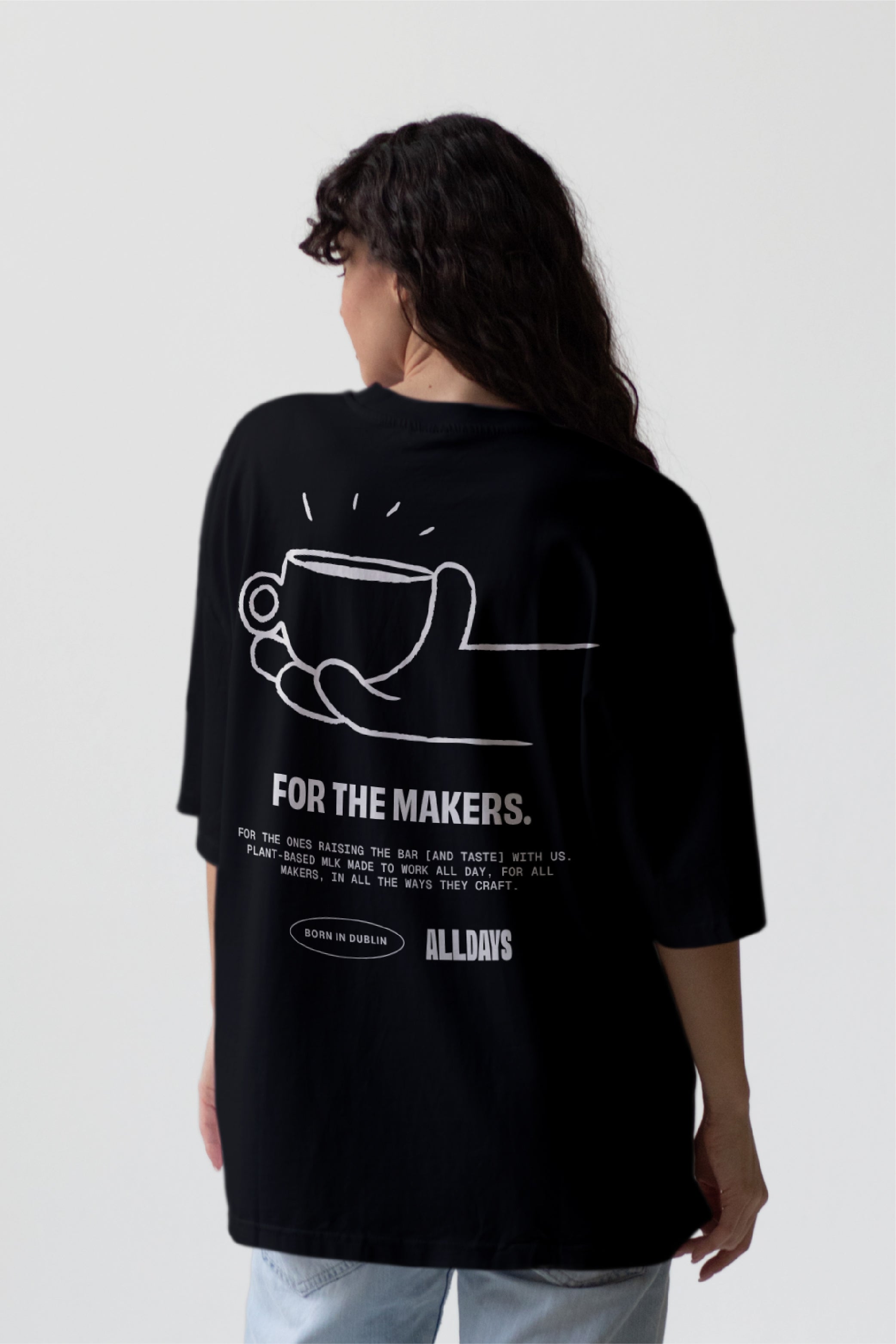 ALLDAYS d'oat. Oversized tee reverse in black