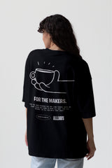 ALLDAYS d'oat. Oversized tee reverse in black